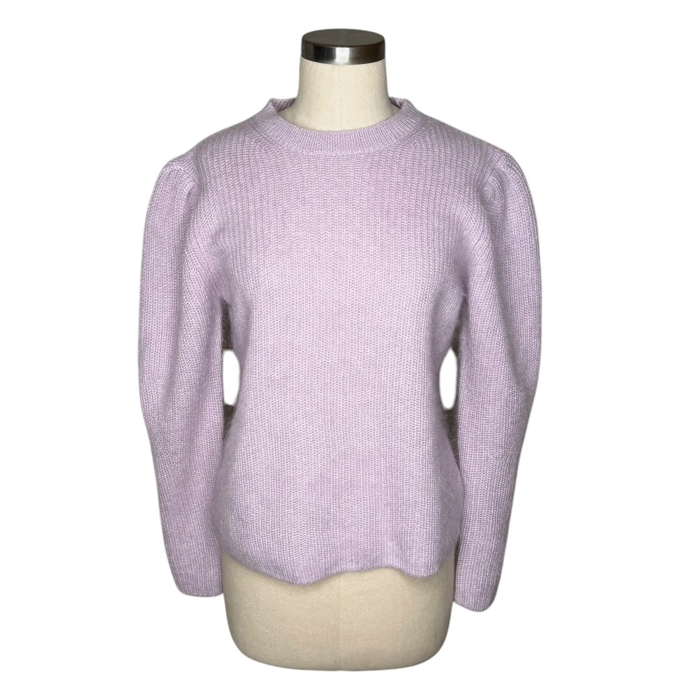 LEWIT‎ Sweater Purple Mohair Silk Blend Puff Sleeve Women's Size Medium Pastel